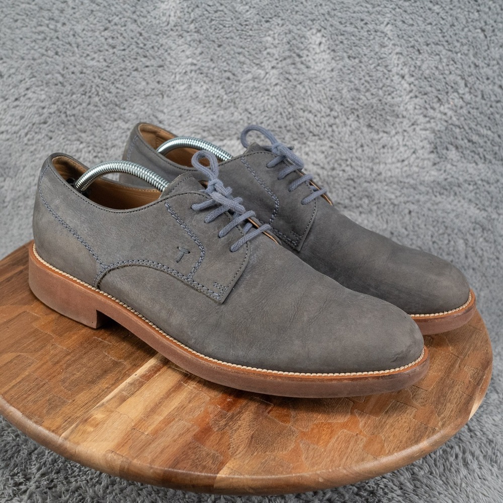 Tod's Men's Leather Derby Shoes US 10 Blue Gommino Plain Toe Italy